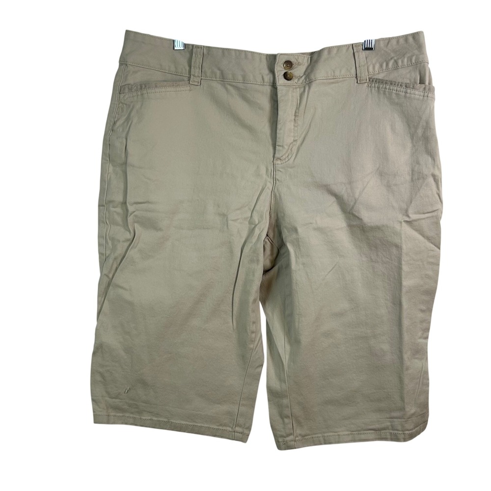 Charter Club Pant Shop Tan Khaki Bermuda Shorts Womens 18 Cotton Stretch